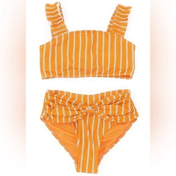 Habitual Kid Orange Striped Bikini NWT